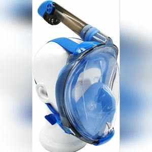Full Face Dive Mask Foldable Dry Top Snorkel - SM, Blue (NWT)